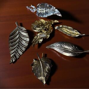 Vintage Gold & Silver-Tone Leaf Brooch Lot – Set of 6